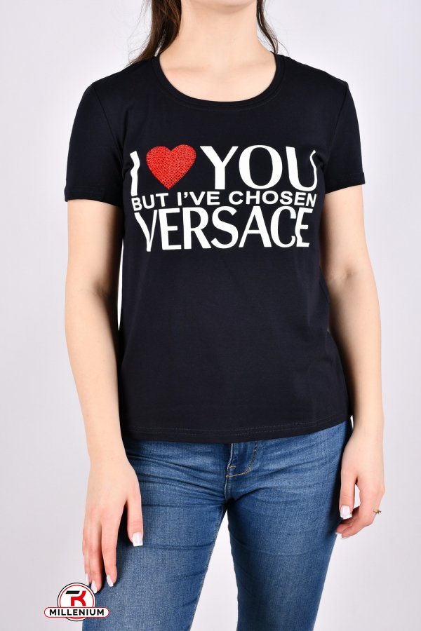 Футболка женская (цв.чёрный) "Versace" (93% cotton, 7% lycra) Размеры в наличии : 42, 44, 46, 48 арт.BYN-229