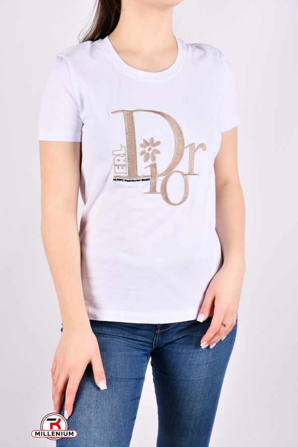 Футболка женская (цв.белый) "Christian Dior" (93% cotton, 7% lycra) Размеры в наличии : 42, 44, 46, 48 арт.BYN-196