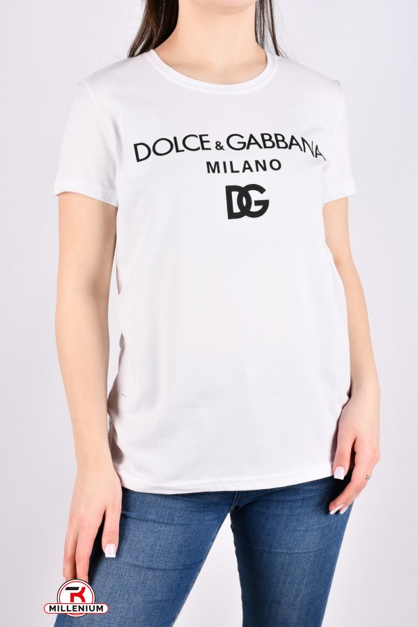Футболка жіноча (кол. білий) "Dolce Gabbana" (93% cotton, 7% lycra) Розмір в наявності : 50 арт.BYN-235