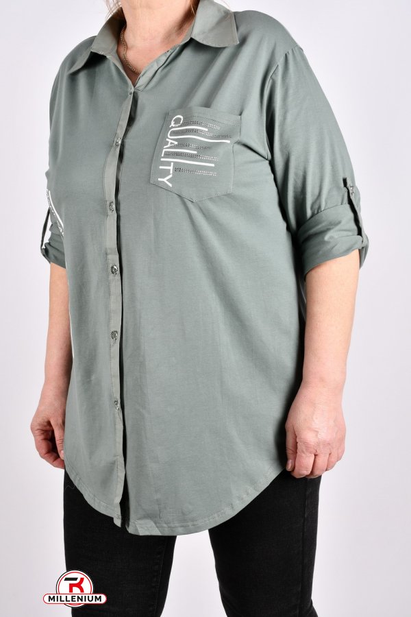 Рубашка женская (цв. мяты) стрейчевая "ANGORA" Размеры в наличии : 48, 50, 52 арт.699