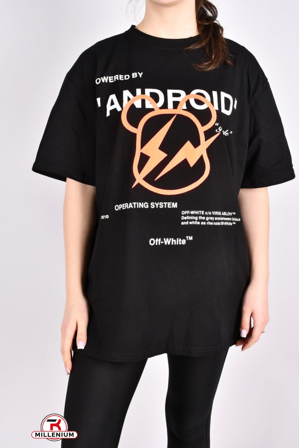 Жіноча футболка (кол. чорний) трикотажна (модель OVERSIZE) розмір 46-48 арт.7552