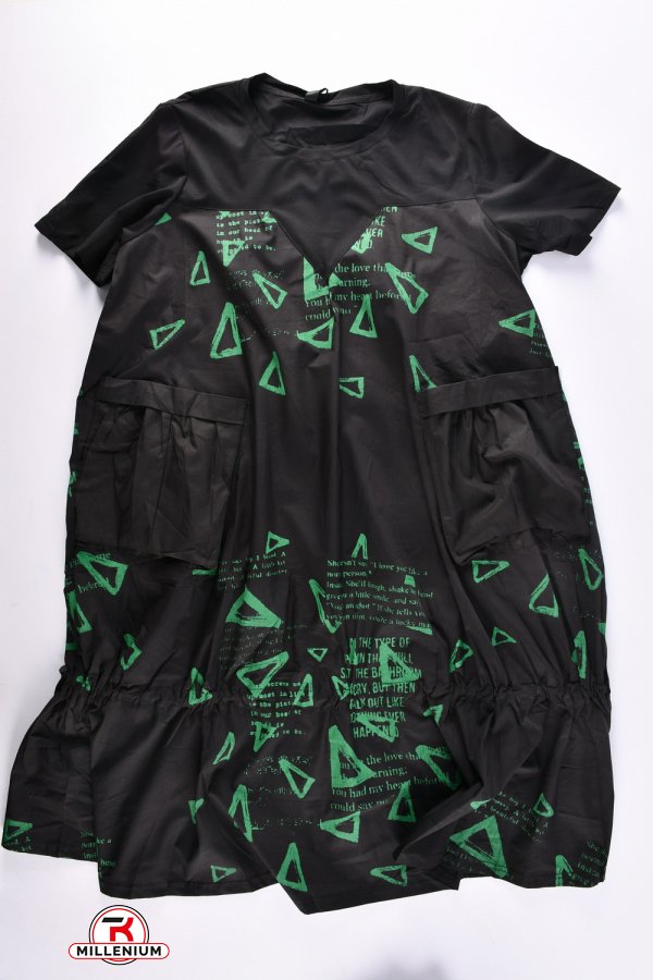 Сукня жіноча (кол. чорний/зелений) трикотажне розмір 48-50 арт.8806