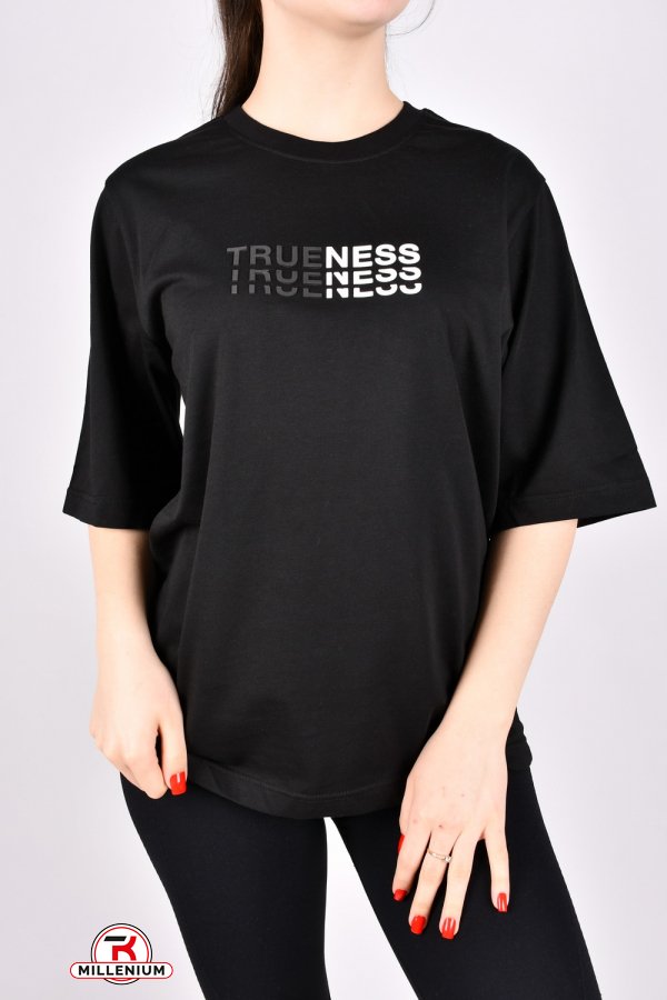 Жіноча футболка (кол. чорний) трикотажна модель Over Size "LALE FASHION" Розміри в наявності : 46, 48 арт.24024