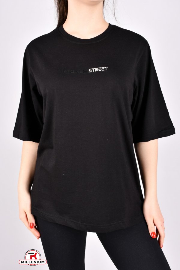 Жіноча футболка (кол. чорний) трикотажна модель Over Size "LALE FASHION" Розміри в наявності : 46, 48 арт.24029