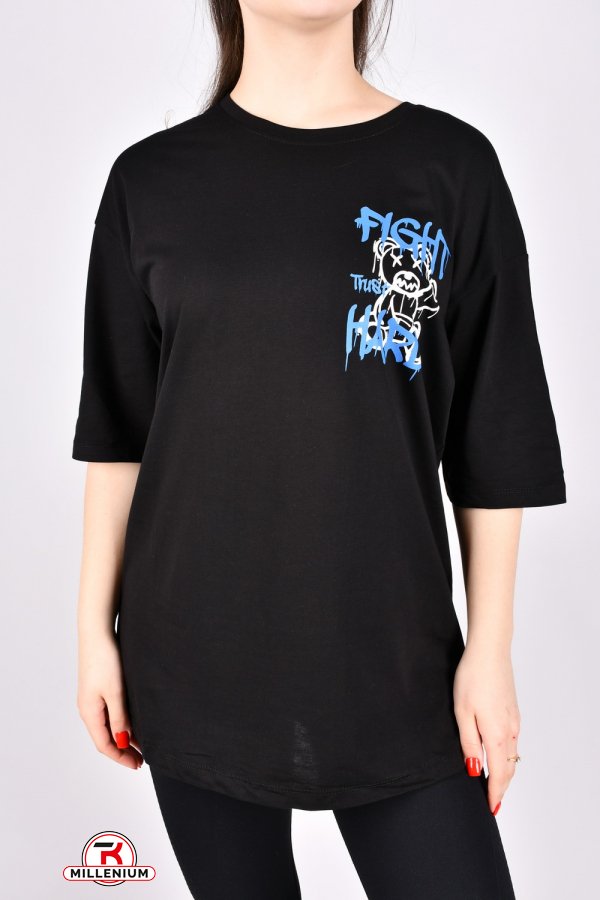 Жіноча футболка (кол. чорний) трикотажна модель Over Size "LALE FASHION" Розміри в наявності : 42, 44, 46 арт.1204