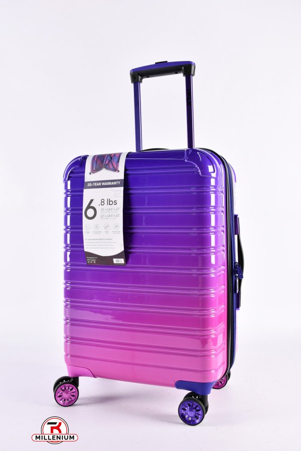 Чемодан (цв.фиолетовый/розовый) 4 колеса пластиковый №3/1 маленький (размер 50/35/23 см) арт.9-H486FT-28
