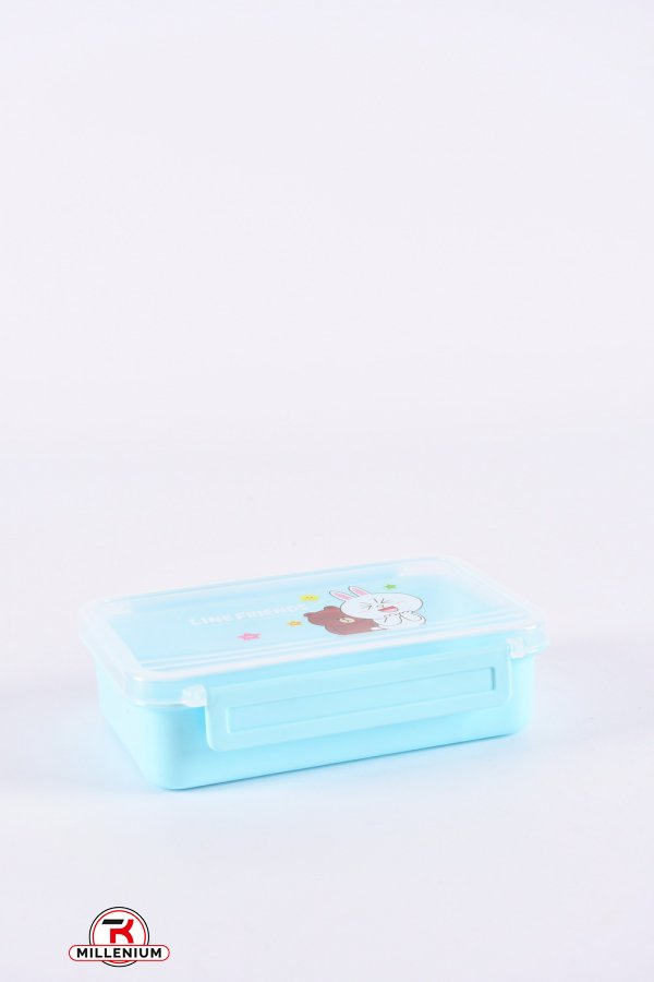 Ланч-бокс (контейнер) цв.голубой с ложкой размер 14/11/4см арт.31012