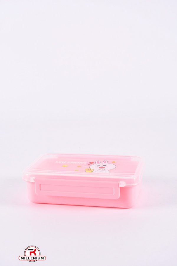 Ланч-бокс (контейнер) цв.розовый с ложкой размер 14/11/4см арт.31012