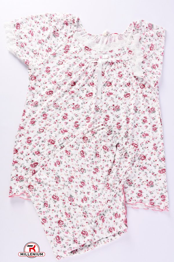 Пижама женская (цв. белый/розовый) трикотажная Размеры в наличии : 54, 56, 58, 60, 62 арт.309