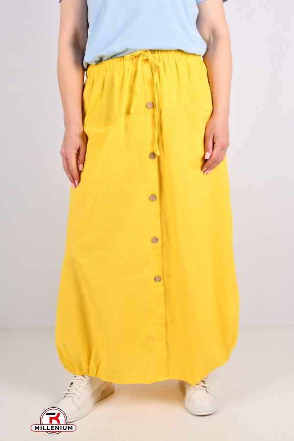 Спідниця жіноча кол. жовтий (тканина льон) "QIANZHIDU" Розміри в наявності : 48, 52, 54 арт.D153517C7