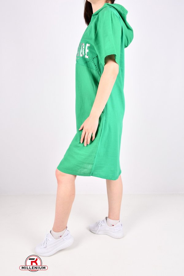Сукня жіноча кол. зелений (тканина трикотаж/льон) "QIANZHIDU" Розміри в наявності : 44, 46, 48, 50 арт.E235303