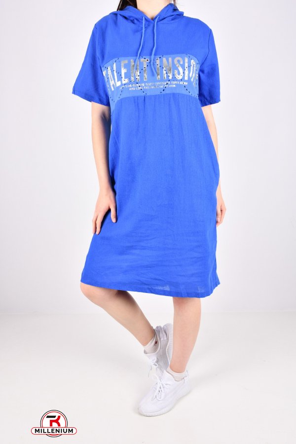 Платье женское цв.синий (ткань трикотаж/лен) "QIANZHIDU" Размеры в наличии : 44, 46, 48, 50 арт.E235303