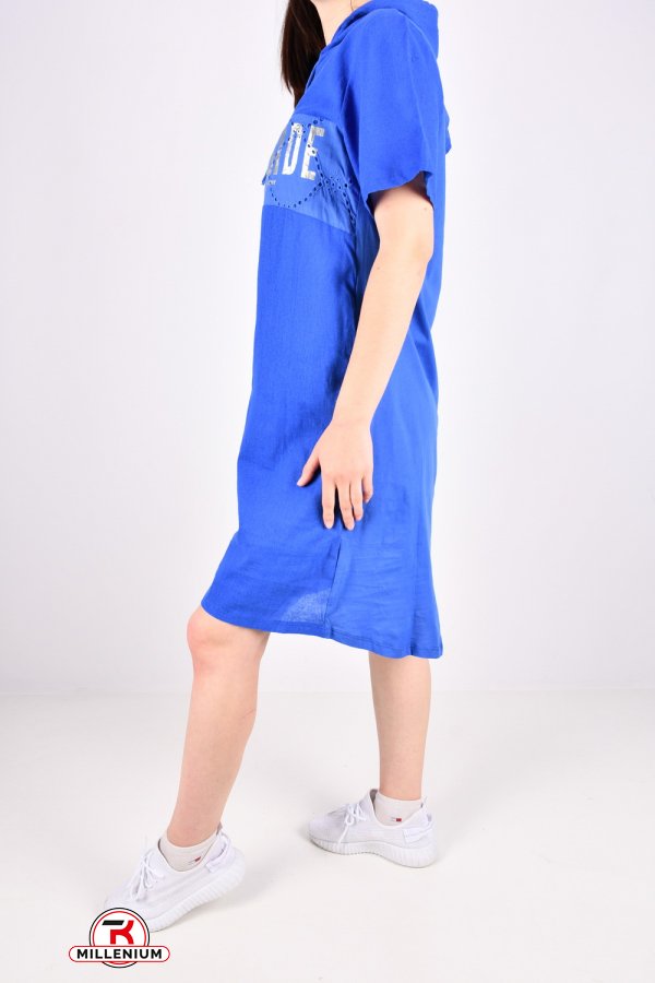 Платье женское цв.синий (ткань трикотаж/лен) "QIANZHIDU" Размеры в наличии : 44, 46, 48, 50 арт.E235303