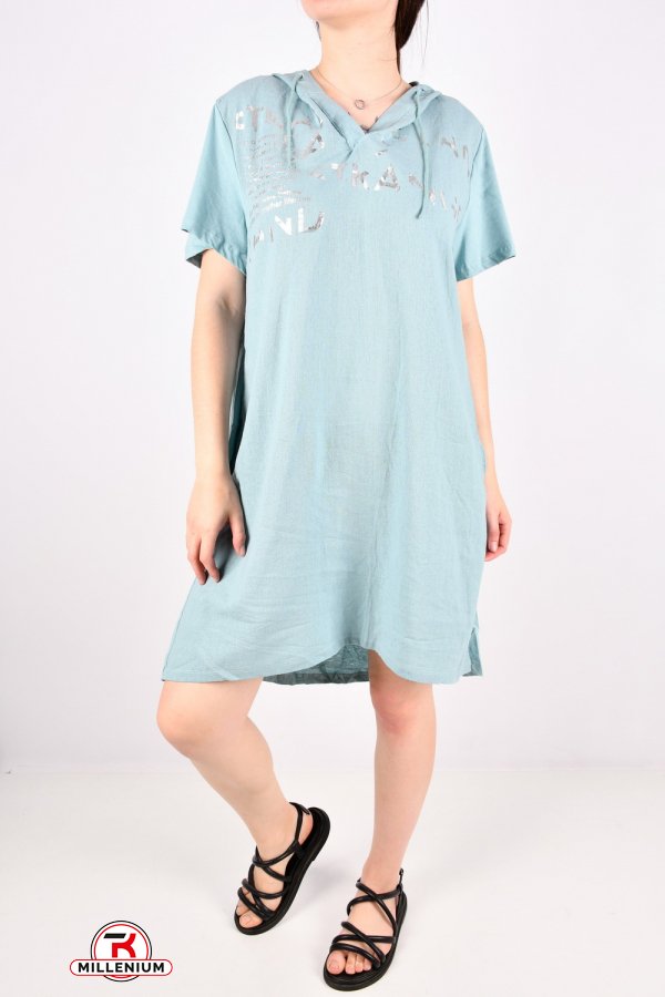 Платье женское (цв.голубой)(ткань трикотаж/лен) "QIANZHIDU" Размеры в наличии : 40, 42, 44, 46 арт.E235383