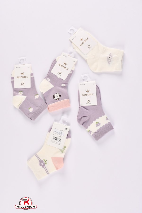 Шкарпетки для дівчинки від 2-4років (80% бавовна, 15% лайкра, 5% спандекс) "Корона" арт.CY-380-3
