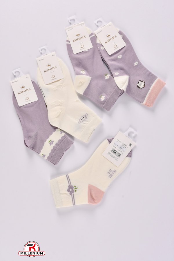 Шкарпетки для дівчинки від 8-10 років (80% бавовна, 15% лайкра, 5% спандекс) "Корона" арт.CY-380-3