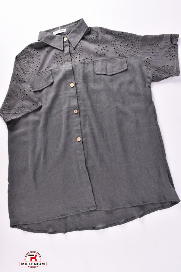 Рубашка женская (цв.графитовый) ткань лен Размер в наличии : 52 арт.DC35053565