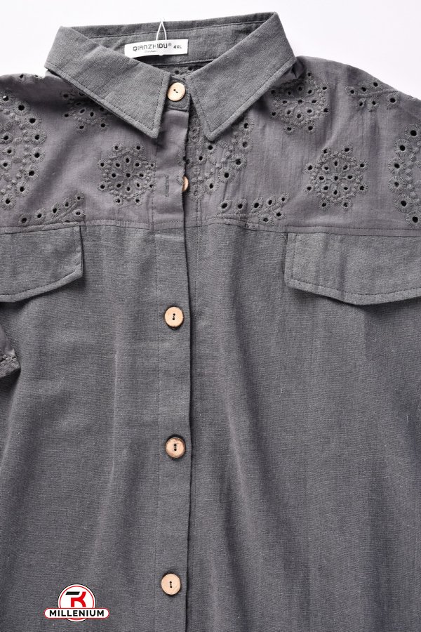 Сорочка жіноча (кол. графітовий) тканина льон Розмір в наявності : 52 арт.DC35053565