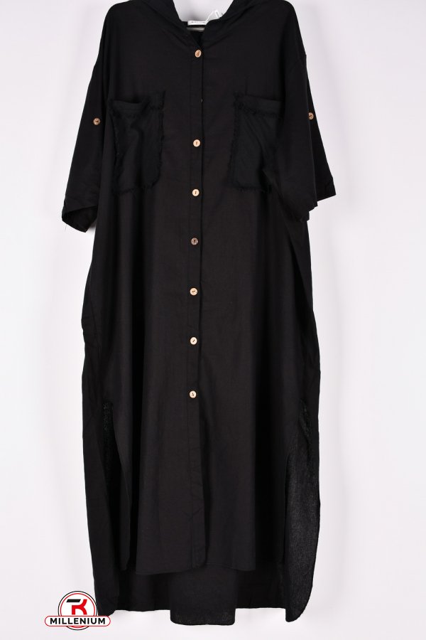 Сукня жіноча (кол. чорний)(тканина льон) "QIANZHIDU" Розмір в наявності : 56 арт.DL35153538