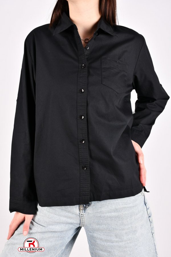 Рубашка женская (цв.черный) "BASE" Размеры в наличии : 42, 44, 46, 48 арт.3023
