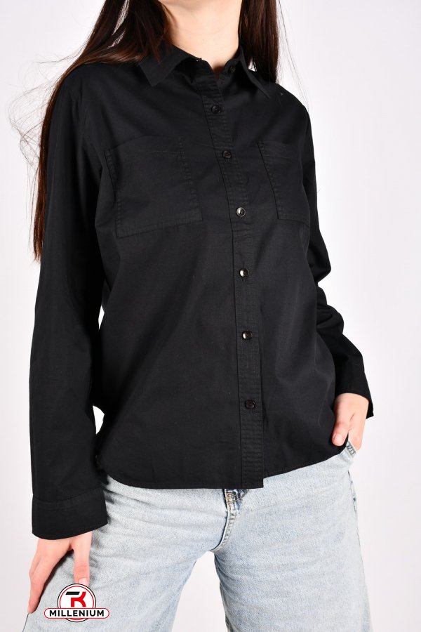 Рубашка женская (цв.черный) "BASE" 100% хлопок Размеры в наличии : 42, 44, 46, 48, 50 арт.A022