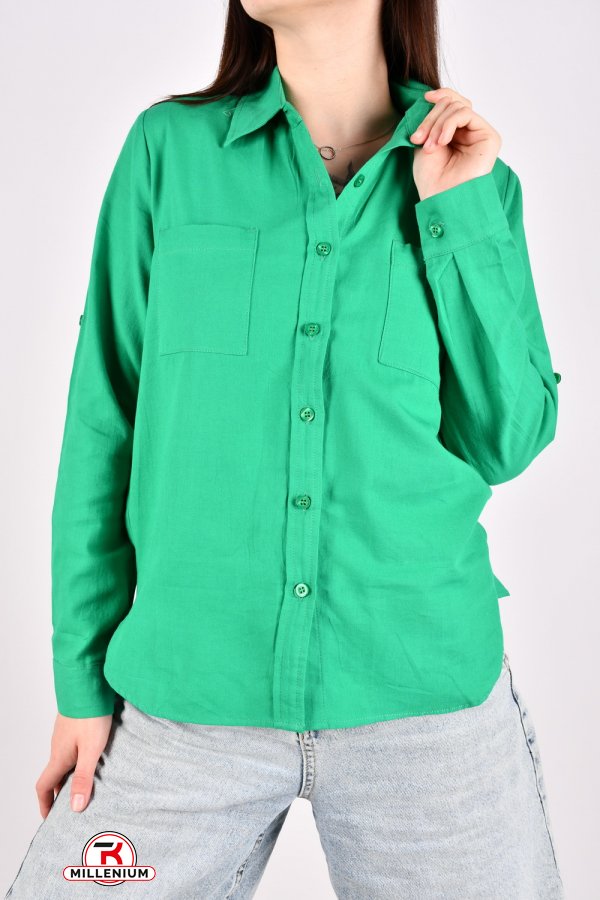 Рубашка женская (цв.зеленый) "BASE" 100% хлопок Размеры в наличии : 42, 44, 46, 48, 50 арт.A022