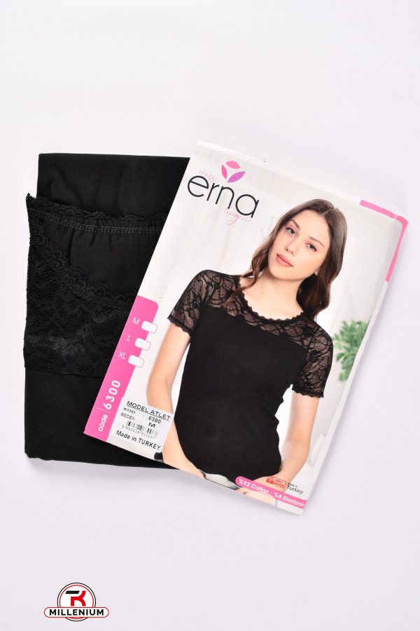 Футболка женская (цв.черный) (92%Cotton/8% Elastan)"ERNA" Размеры в наличии : 42, 44, 46 арт.6300