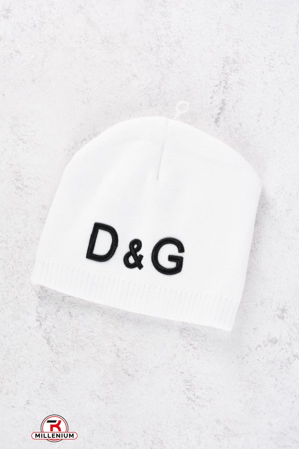 Шапка двойная вязка (цв.белый) "D&G" арт.D&G