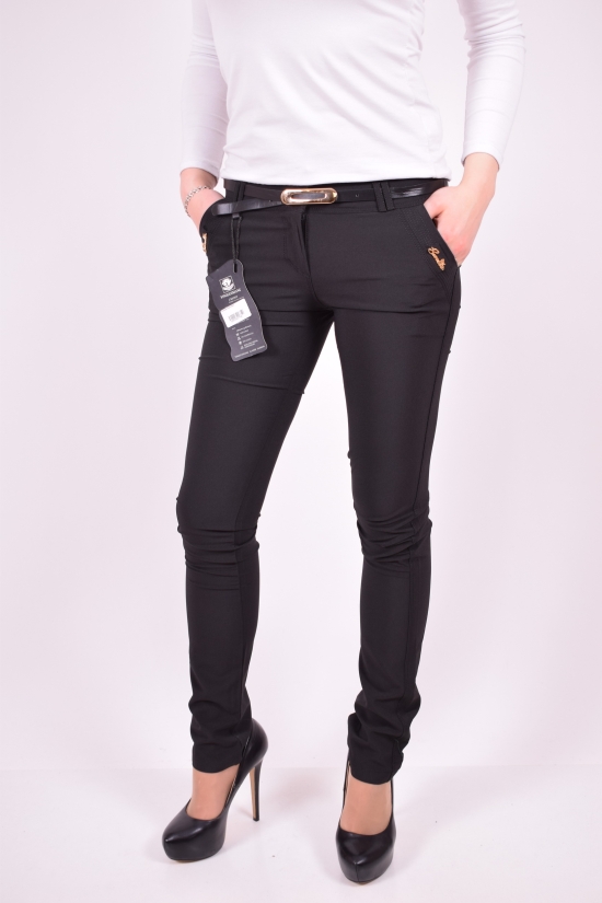 Штани жіночі стрейчеві з поясом (кол. Чорний) Розмір в наявності : 40 арт.957