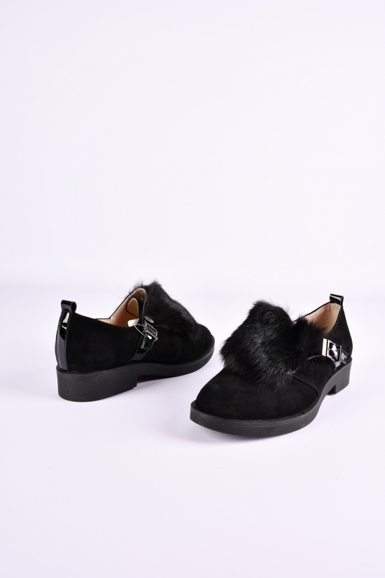 Туфли женские из натуральной замши с лаковыми вставками (цв.черный) Kostas Размеры в наличии : 36, 38, 40 арт.789