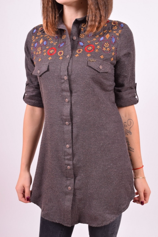 Рубашка-туника женская (цв.коричневый) Madoy (Cotton 70%,Elastane 4%,Nylon 26%) Размер в наличии : 40 арт.2195
