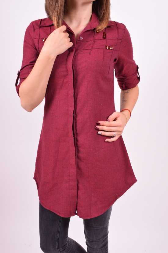 Рубашка-туника женская байковая (цв.бордовый) Madoy (Cotton 70%,Elastane 4%,Nylon 26%) Размер в наличии : 40 арт.2189