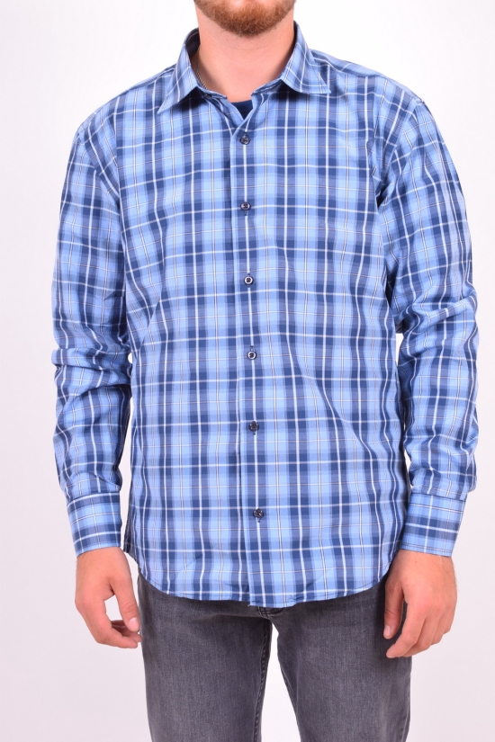 Рубашка мужская  (цв.синий/голубой) (slim fit)  businessX (Cotton 70%,Polyester 30%) Размер в наличии : 46 арт.клетка