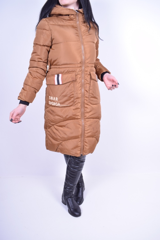 Пальто жіноче зимове з плащової тканини (кол. Коричневий) Розмір в наявності : 44 арт.919SMAR
