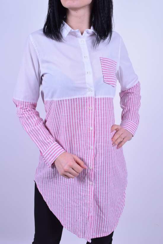 Рубашка-туника женская (цв.белый/розовый) ZARA BASIC Размеры в наличии : 42, 44 арт.ZARA