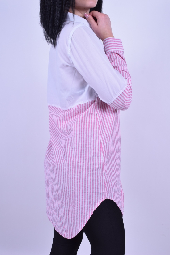 Рубашка-туника женская (цв.белый/розовый) ZARA BASIC Размеры в наличии : 42, 44 арт.ZARA