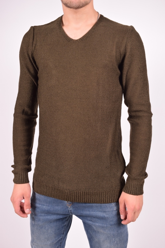 Пуловер чоловічий (кол. Хакі) тонкої в'язки LAGOS Розміри в наявності : 44, 46, 48 арт.2359