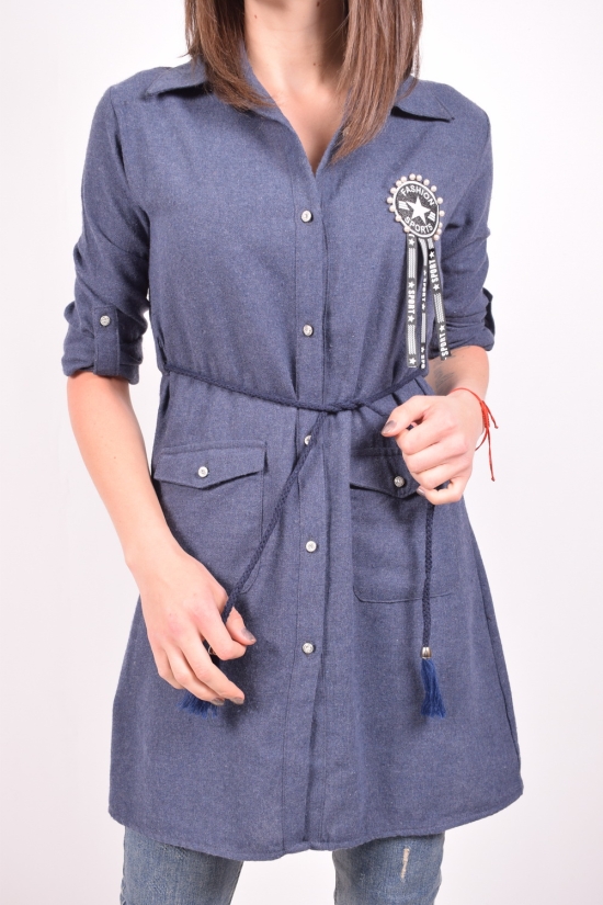 Рубашка-туника женская (цв.т.синий) PIANO (Cotton 60%,Polyester 40%) Размеры в наличии : 42, 44 арт.9751