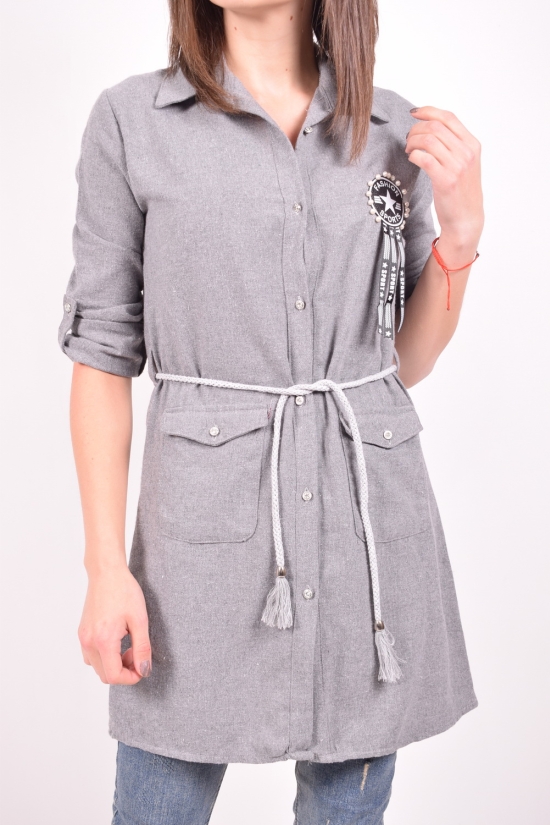 Рубашка-туника женская (цв.серый) PIANO (Cotton 60%,Polyester 40%) Размеры в наличии : 42, 46 арт.9751