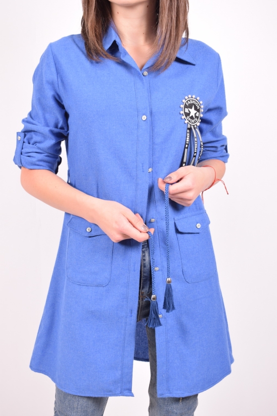 Рубашка-туника женская (цв.синий) PIANO (Cotton 60%,Polyester 40%) Размеры в наличии : 42, 44 арт.9751