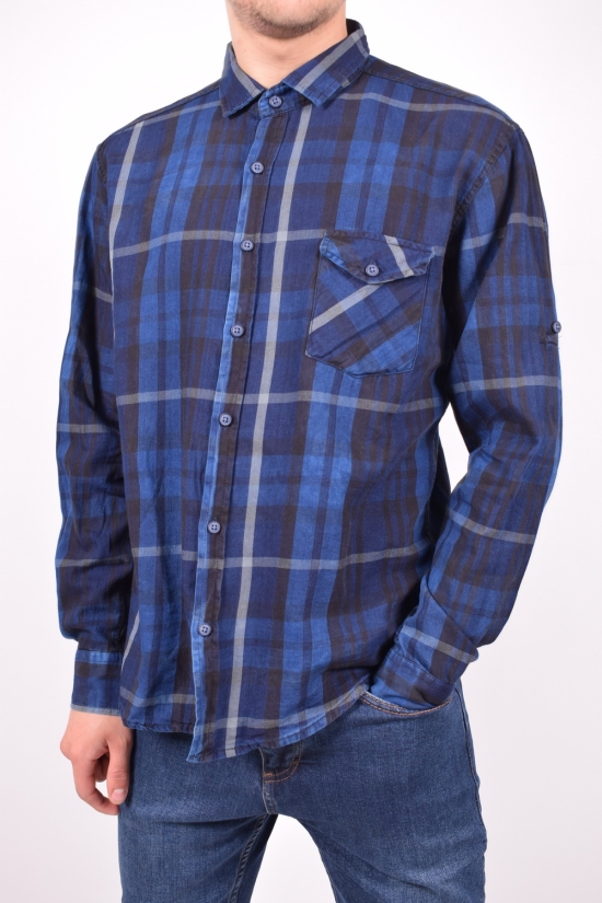 Рубашка мужская (цв.синий/черный) DOFE (95% котон, 5% лукра) Размеры в наличии : 40, 42, 44, 48 арт.11.1