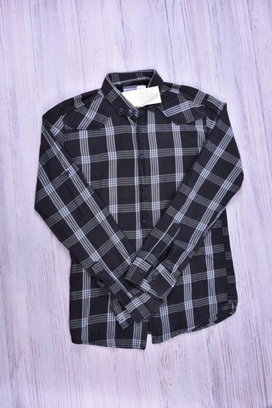 Рубашка мужская (цв.черный/голубой) DOFE (95% котон, 5% лукра) Размер в наличии : 40 арт.11.2