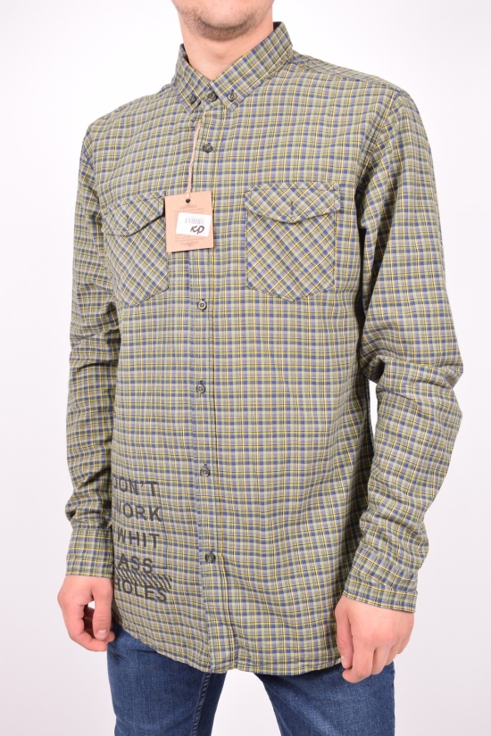 Рубашка мужская (цв.хаки/синий) DOFE (95% котон, 5% лукра) Размер в наличии : 40 арт.11.3