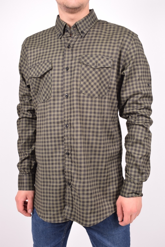Рубашка мужская (цв.хаки/черный) DOFE (95% котон, 5% лукра) Размер в наличии : 40 арт.12.1