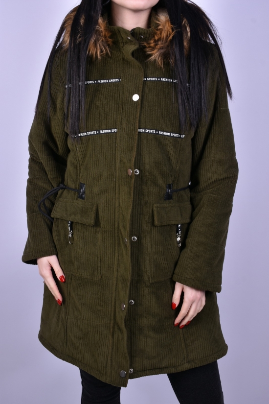 Куртка парку жіноча велюрова (кол. Хакі) демісезонний GREMONA Розміри в наявності : 46, 48 арт.3354