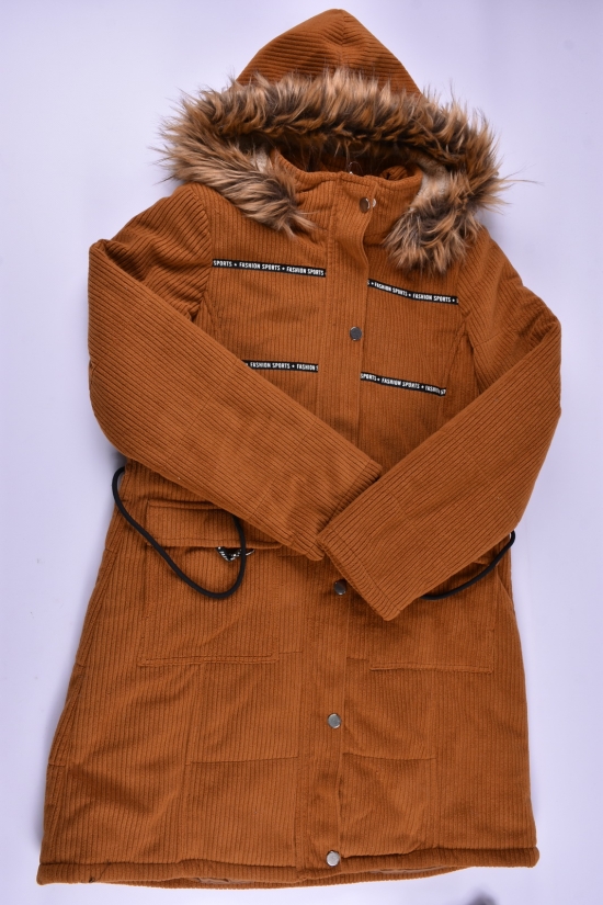 Куртка парку жіноча велюрова (кол. Гірчичний) демісезонний GREMONA Розмір в наявності : 44 арт.3354