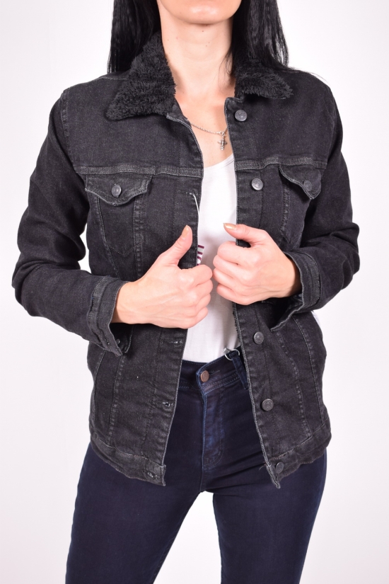 Пиджак джинсовый женский (цв.черный) на меху "ВIG NAS" Размеры в наличии : 38, 40, 42, 44 арт.392
