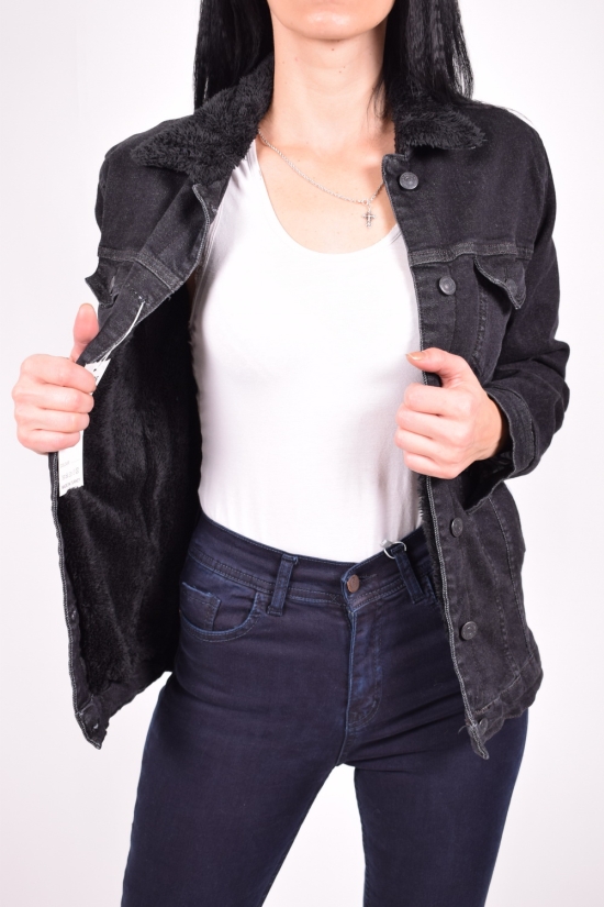 Пиджак джинсовый женский (цв.черный) на меху "ВIG NAS" Размеры в наличии : 38, 40, 42 арт.392
