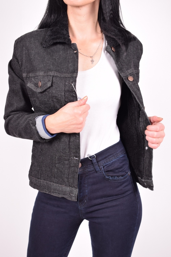 Піджак джинсовий жіночий (кол. Чорний) на хутрі "ВIG NAS" Розміри в наявності : 36, 38, 40, 42 арт.412