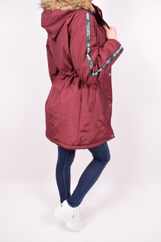 Куртка женская из плащевки (цв.бордовый)  демисезонная HISSET Размер в наличии : 40 арт.M102